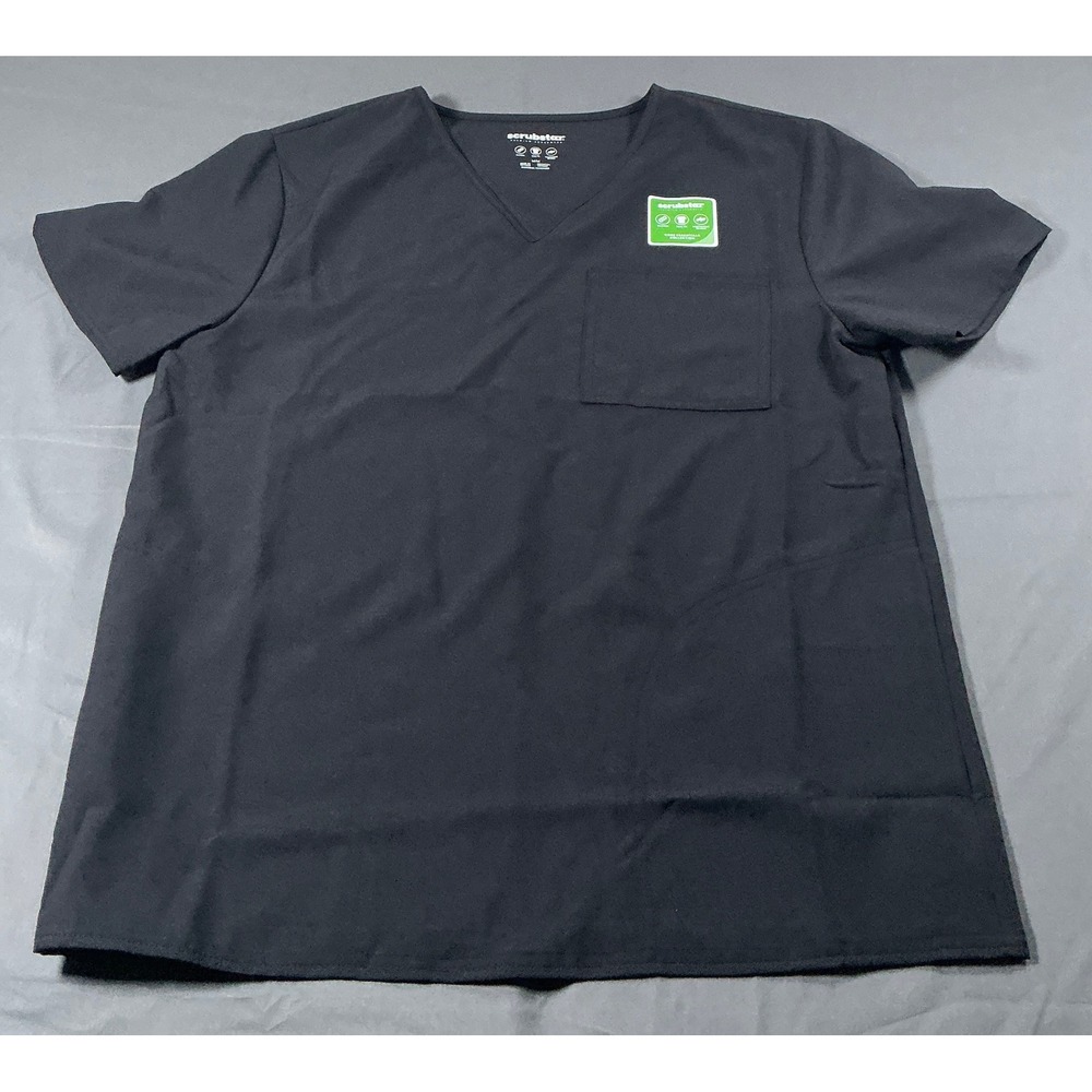 Scrubstar Black V-Neck Scrub Top Core Essentials WM03T921 Medium